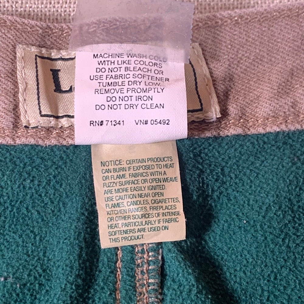 LL Bean Classic Fit Canvas Pants Lined Khaki Beige Men's Size 42x29 See Pics - Picture 8 of 12
